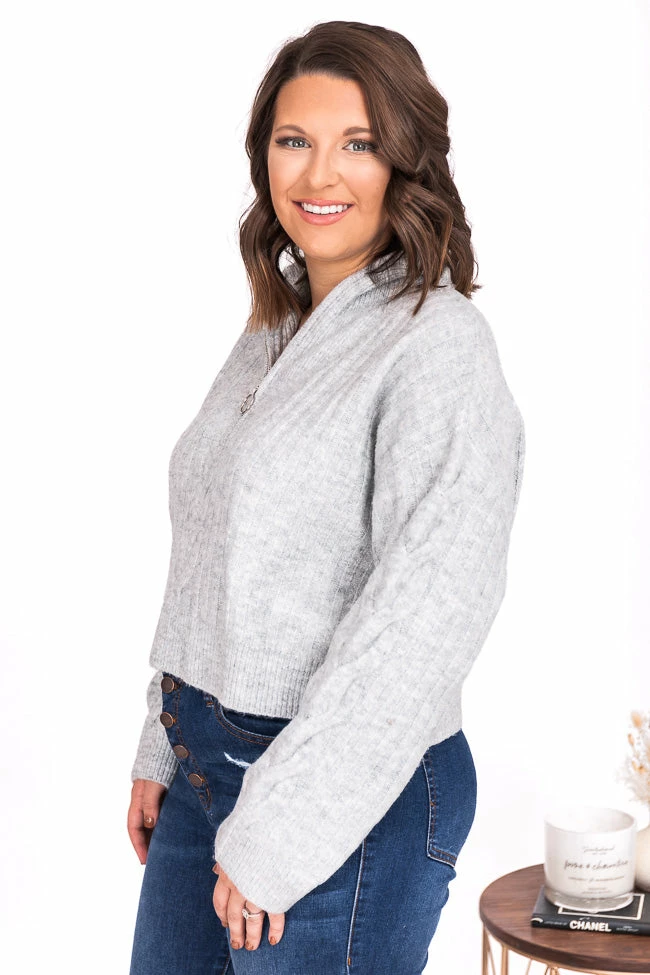 Cheapest 😍 Pink Lily Already Yours Grey Cropped Quarter Zip Sweater FINAL SALE 👏 - Image 14