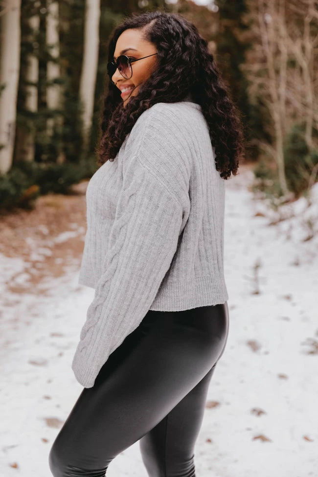 Cheapest 😍 Pink Lily Already Yours Grey Cropped Quarter Zip Sweater FINAL SALE 👏 - Image 4