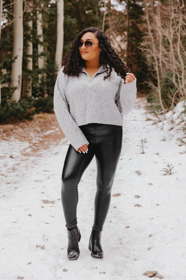 Cheapest 😍 Pink Lily Already Yours Grey Cropped Quarter Zip Sweater FINAL SALE 👏 - Image 2