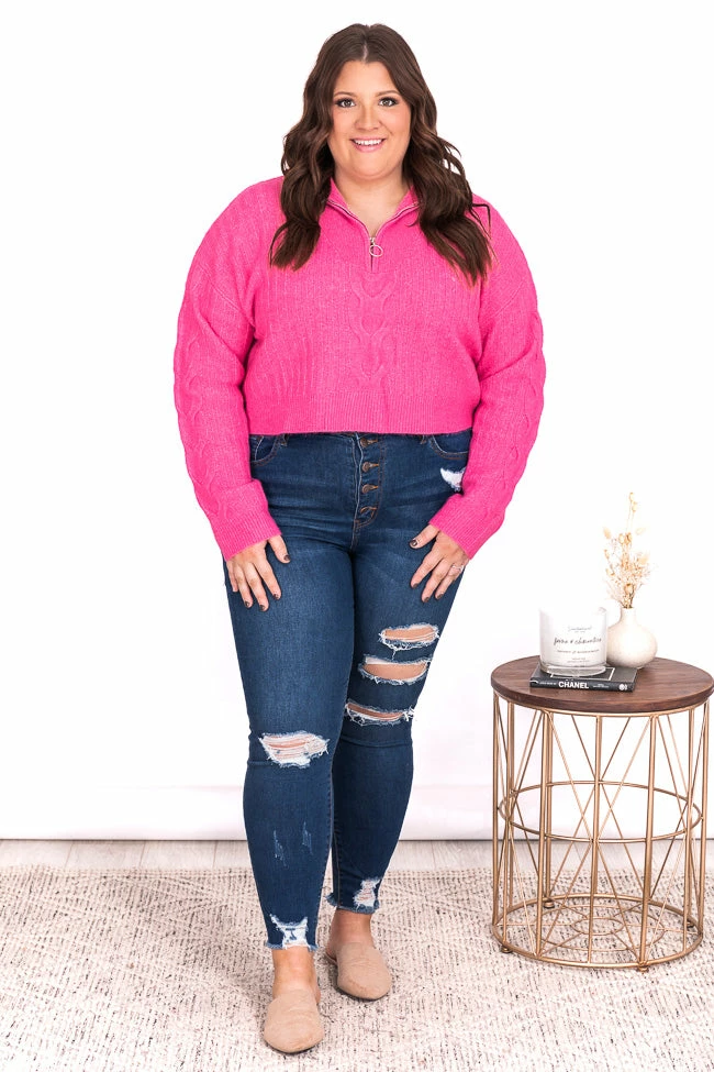 Deals ๐ Pink Lily Already Yours Pink Cropped Quarter Zip Sweater FINAL SALE ๐ - Image 20