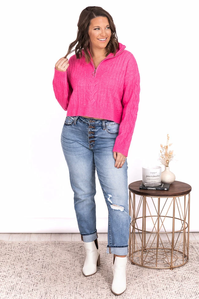 Deals ๐ Pink Lily Already Yours Pink Cropped Quarter Zip Sweater FINAL SALE ๐ - Image 17