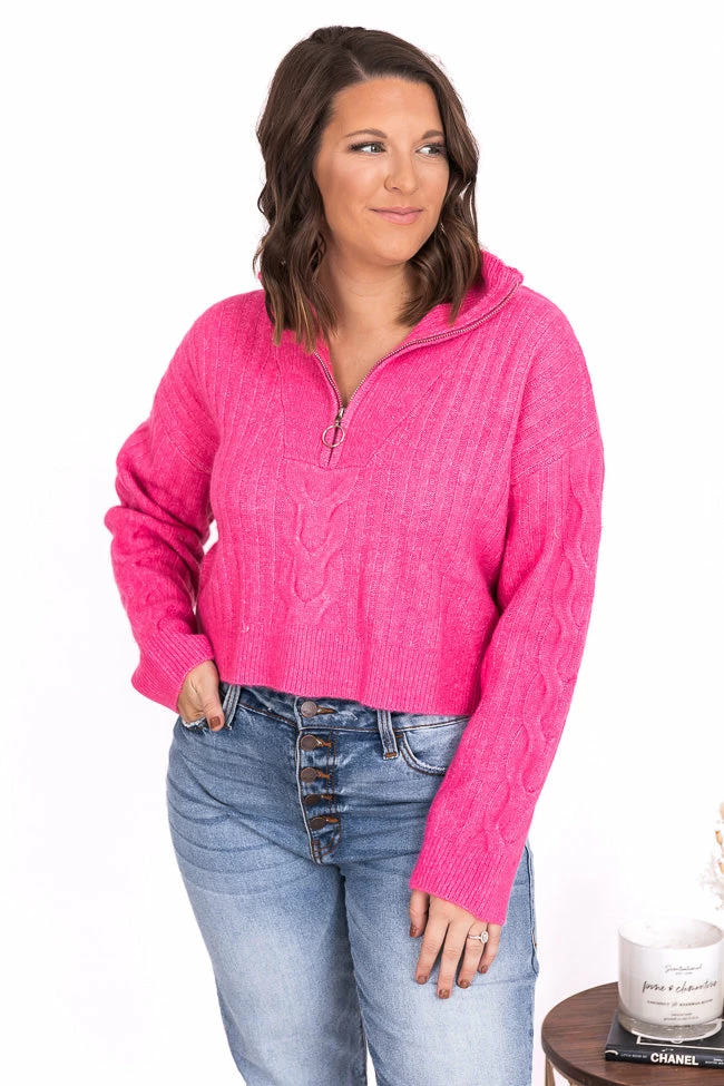 Deals ๐ Pink Lily Already Yours Pink Cropped Quarter Zip Sweater FINAL SALE ๐ - Image 11