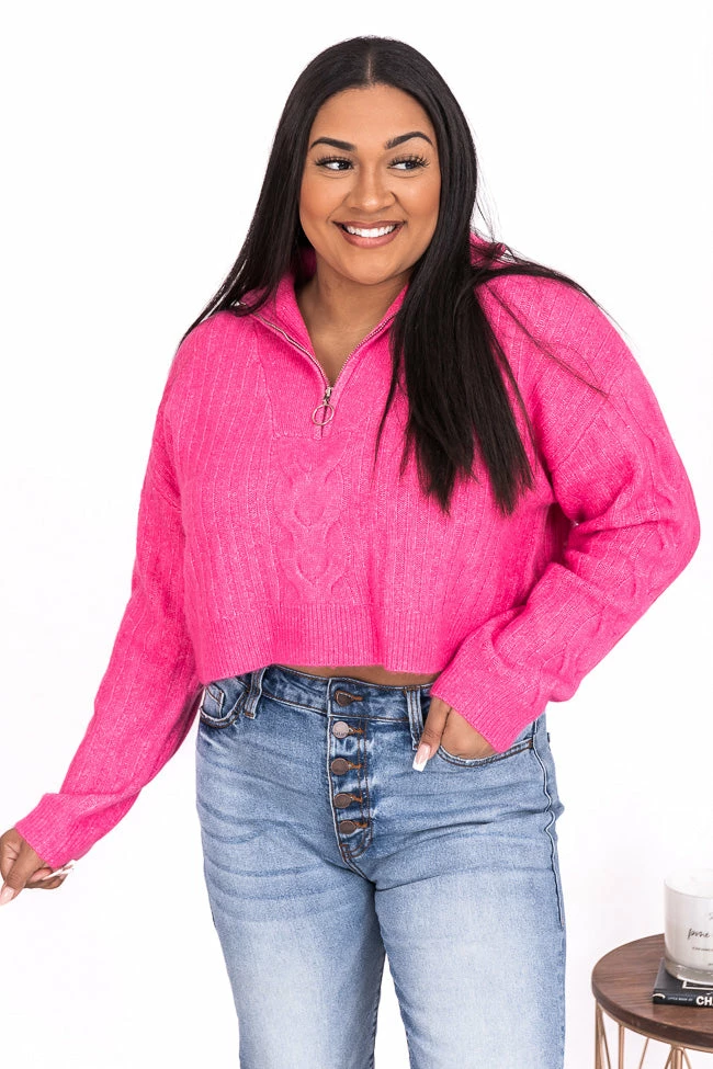 Deals ๐ Pink Lily Already Yours Pink Cropped Quarter Zip Sweater FINAL SALE ๐ - Image 2