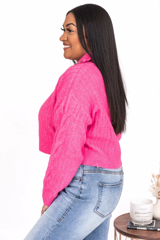 Deals ๐ Pink Lily Already Yours Pink Cropped Quarter Zip Sweater FINAL SALE ๐ - Image 4