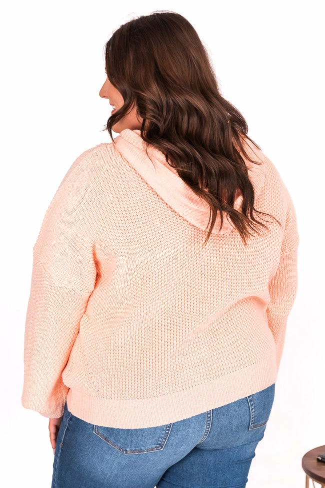 Buy โ๏ธ Pink Lily Send Your Approval Henley Peach Hooded Sweater ๐ - Image 20