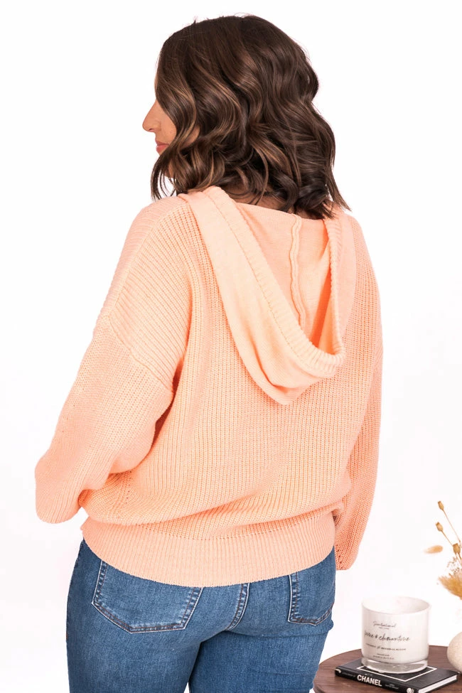 Buy โ๏ธ Pink Lily Send Your Approval Henley Peach Hooded Sweater ๐ - Image 13