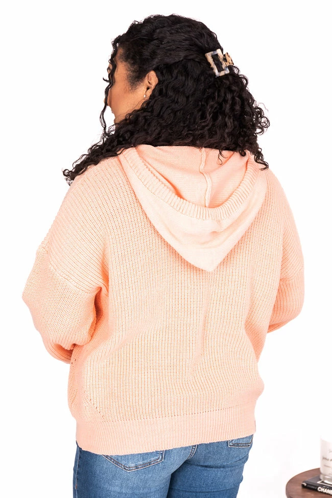 Buy โ๏ธ Pink Lily Send Your Approval Henley Peach Hooded Sweater ๐ - Image 17