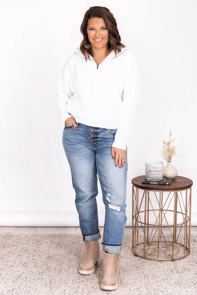 Hot Sale ๐ Pink Lily In The Daylight Ivory Quarter Zip Sweater FINAL SALE ๐ - Image 13