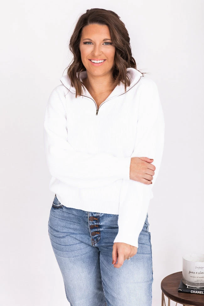 Hot Sale ๐ Pink Lily In The Daylight Ivory Quarter Zip Sweater FINAL SALE ๐ - Image 14