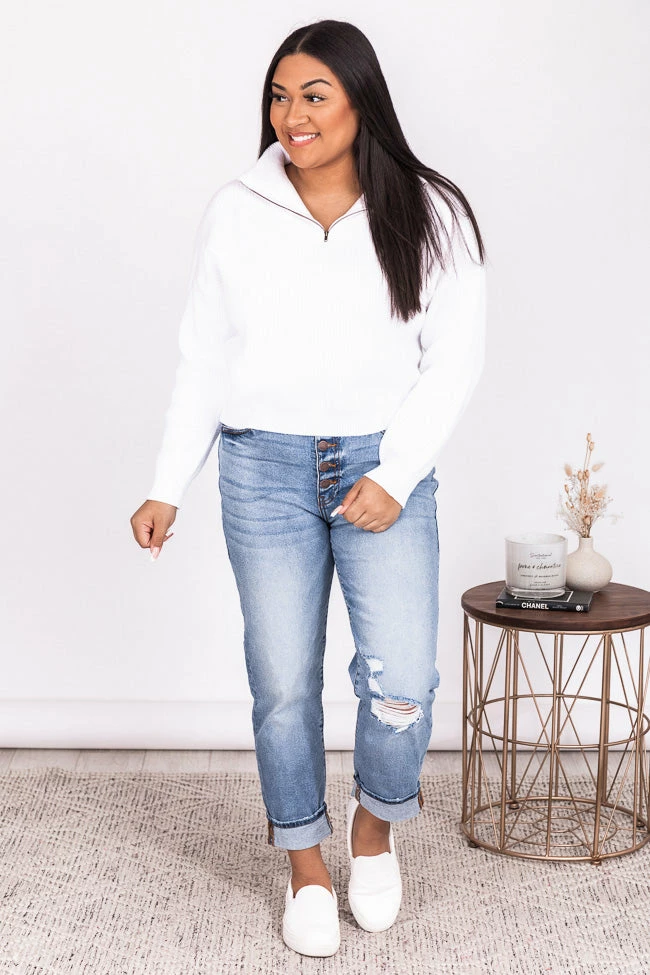 Hot Sale ๐ Pink Lily In The Daylight Ivory Quarter Zip Sweater FINAL SALE ๐ - Image 17