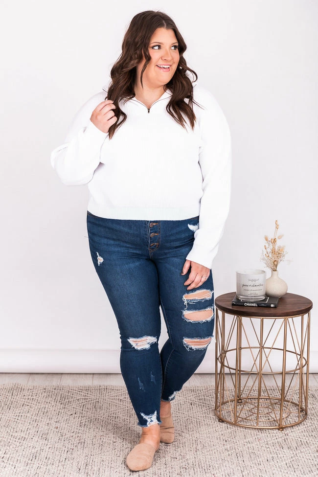 Hot Sale ๐ Pink Lily In The Daylight Ivory Quarter Zip Sweater FINAL SALE ๐ - Image 20