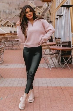 Promo ๐งจ Pink Lily In The Daylight Blush Quarter Zip Sweater FINAL SALE ๐ฏ