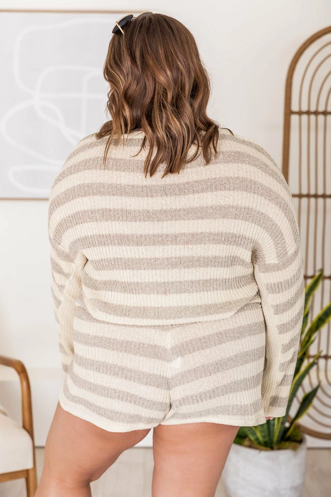 Top 10 😉 Pink Lily Goals In Life Grey Striped Lounge Sweater FINAL SALE 🔔 - Image 17