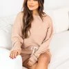 Best deal 🛒 Pink Lily Why Not Taupe Cropped Cord Lounge Pullover ❤️