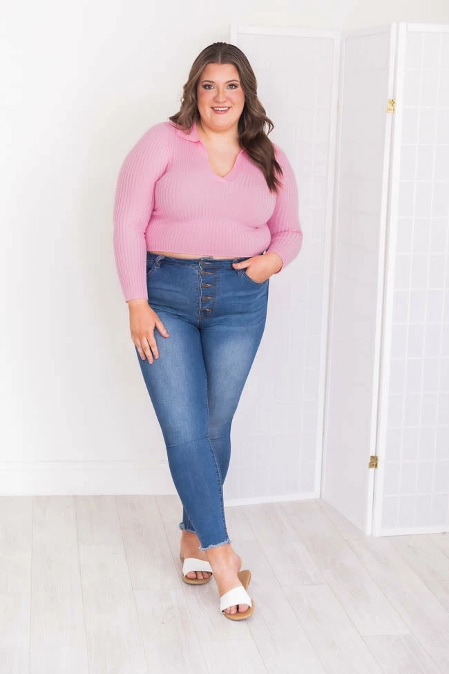 Flash Sale π― Pink Lily What It Means Pink Collared Cropped Sweater FINAL SALE β - Image 8