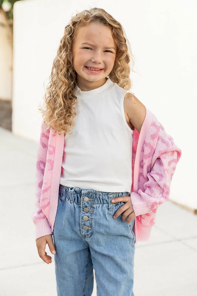 Discount π₯° Pink Lily Make Time For Love Kids Pink Animal Print Pink Cardigan FINAL SALE π - Image 3