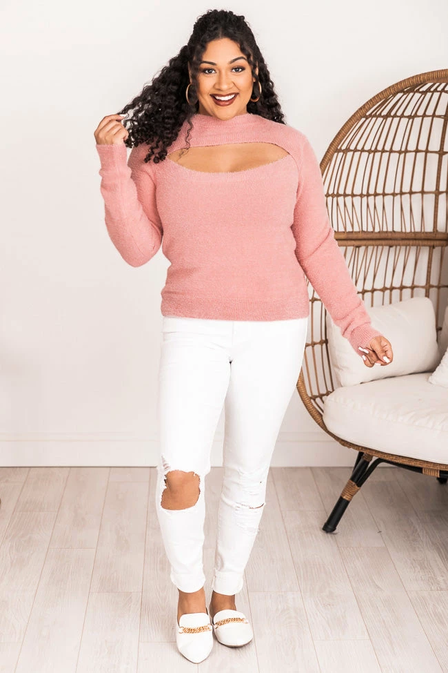 Coupon π Pink Lily Who Cares Pink Cutout Sweater π - Image 6