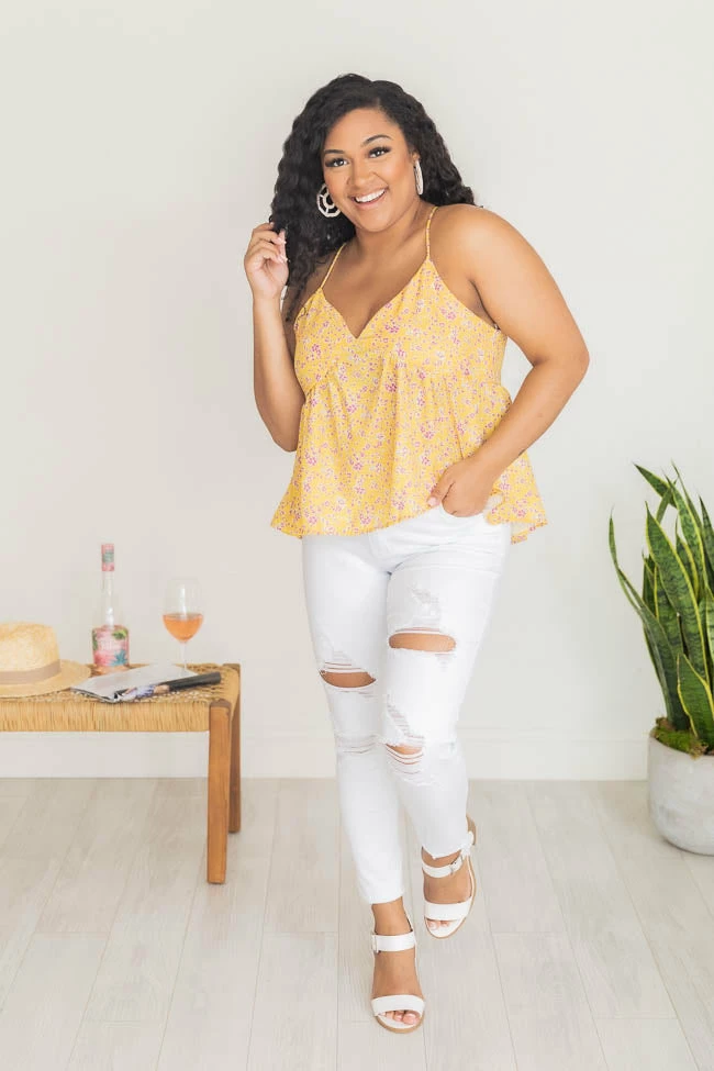 Hot Sale 🥰 Pink Lily Sweetest Fortune Yellow Floral Tank FINAL SALE ✨ - Image 8