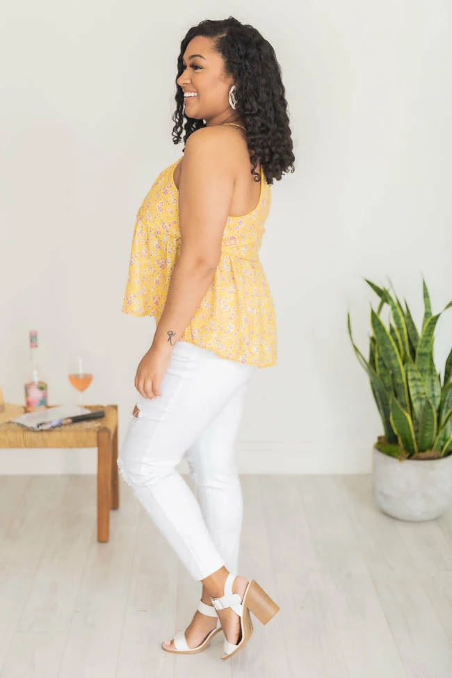 Hot Sale 🥰 Pink Lily Sweetest Fortune Yellow Floral Tank FINAL SALE ✨ - Image 9