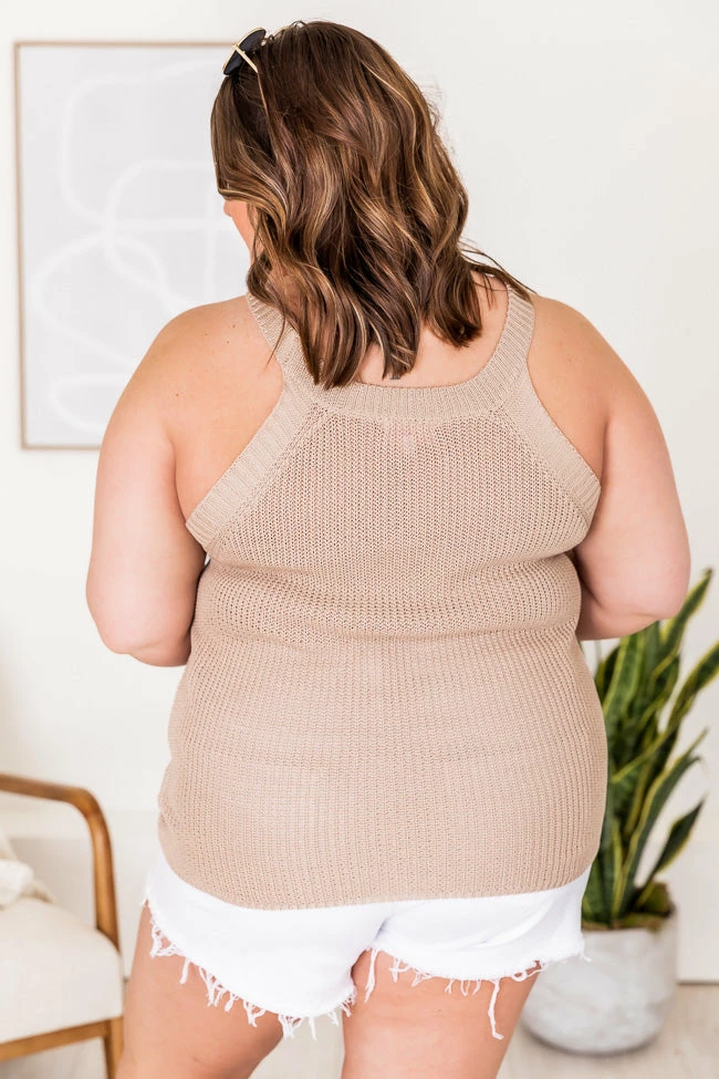 Best Pirce ✨ Pink Lily Wished For More Taupe Halter Neck Sweater Tank FINAL SALE 🎁 - Image 18