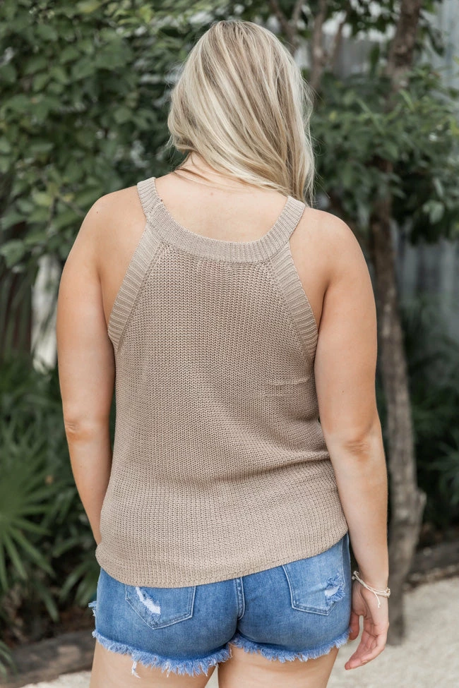 Best Pirce ✨ Pink Lily Wished For More Taupe Halter Neck Sweater Tank FINAL SALE 🎁 - Image 14