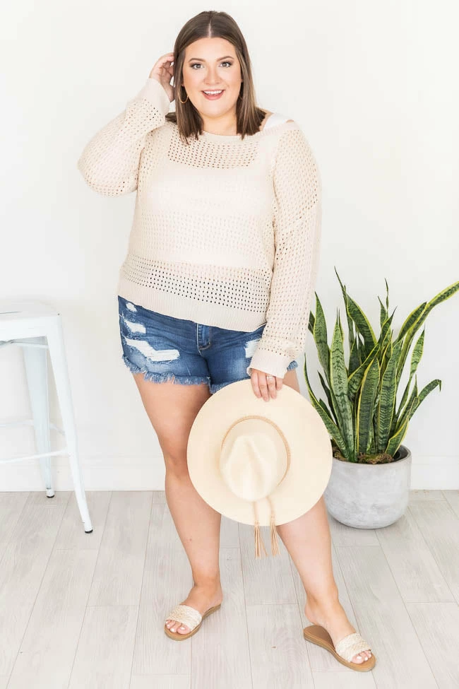 Promo π₯ Pink Lily Clear View Cream Open Knit Sweater FINAL SALE π₯ - Image 10