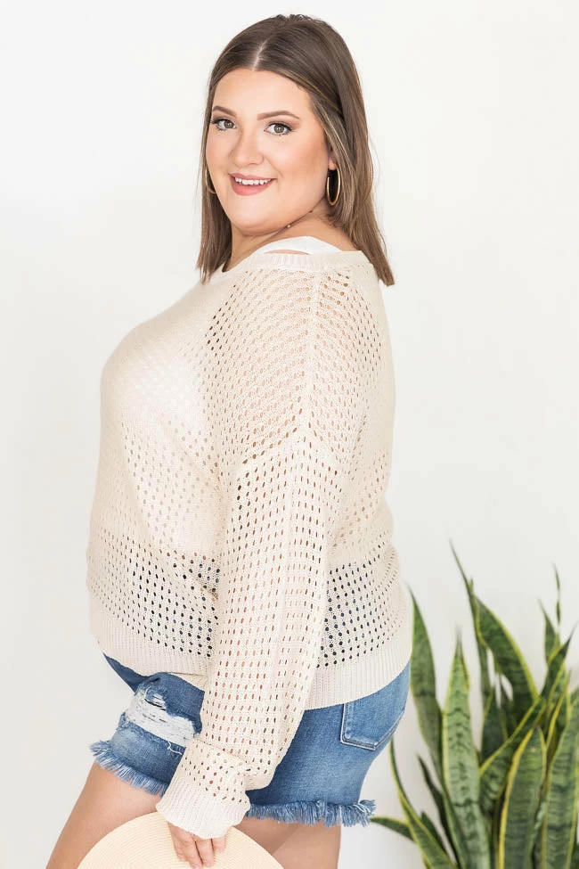 Promo π₯ Pink Lily Clear View Cream Open Knit Sweater FINAL SALE π₯ - Image 12