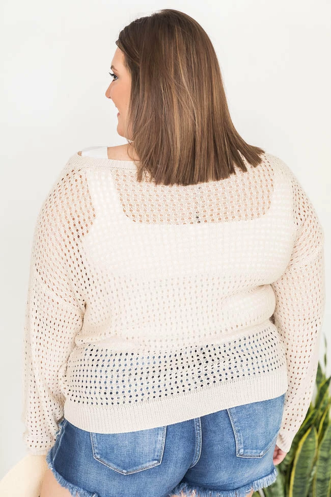 Promo π₯ Pink Lily Clear View Cream Open Knit Sweater FINAL SALE π₯ - Image 13