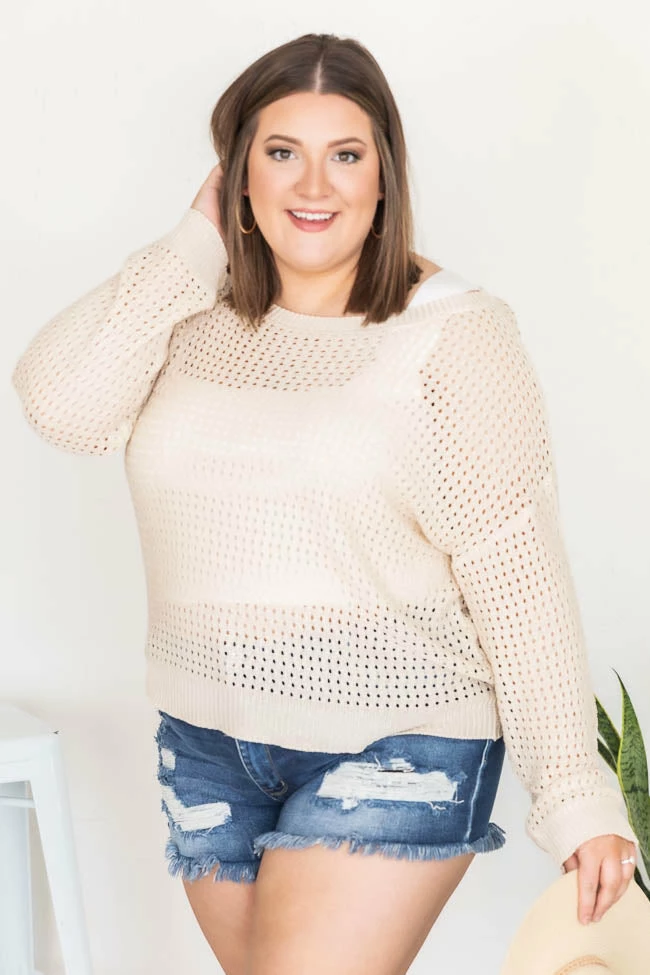 Promo π₯ Pink Lily Clear View Cream Open Knit Sweater FINAL SALE π₯ - Image 11