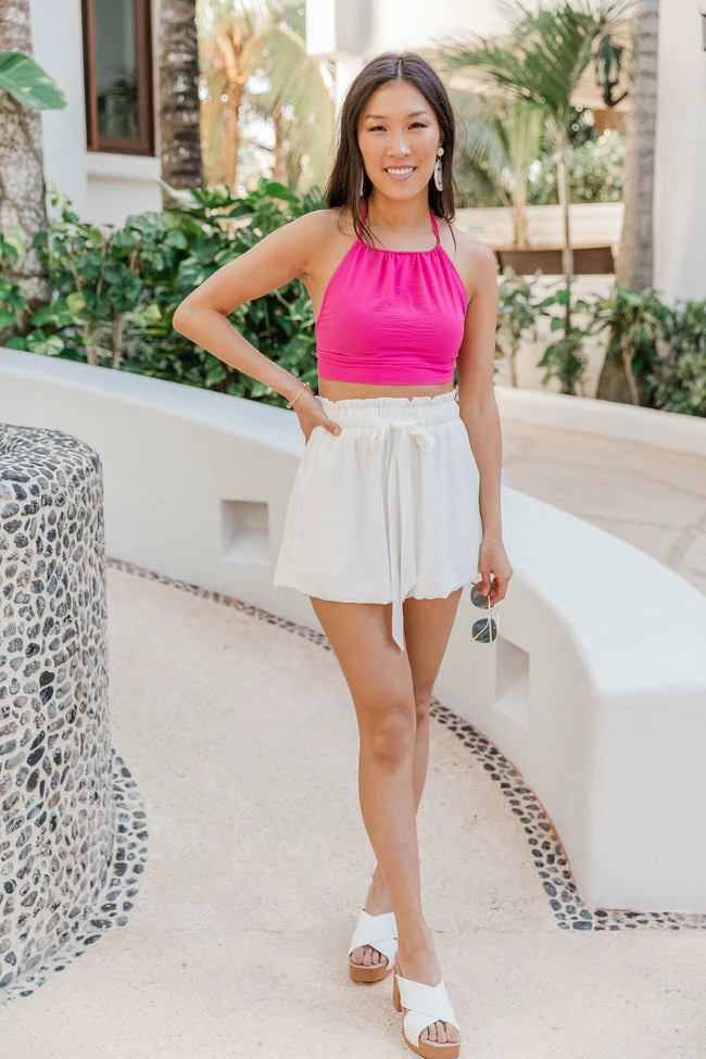 Deals 👏 Pink Lily Maybe You're Right Hot Pink Cropped Halter Blouse FINAL SALE ✔️ - Image 5