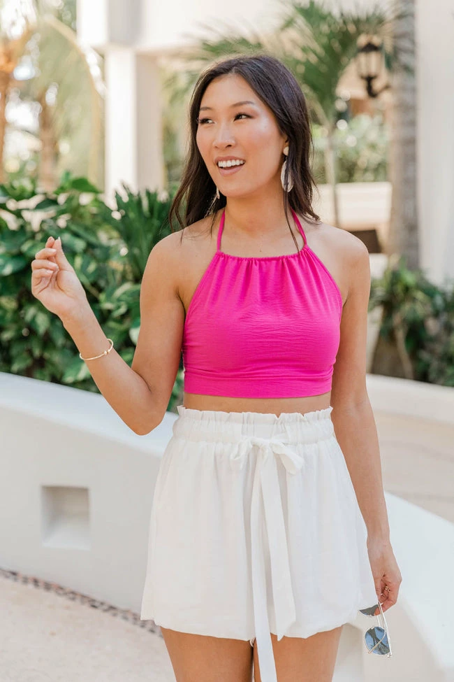 Deals 👏 Pink Lily Maybe You're Right Hot Pink Cropped Halter Blouse FINAL SALE ✔️ - Image 6