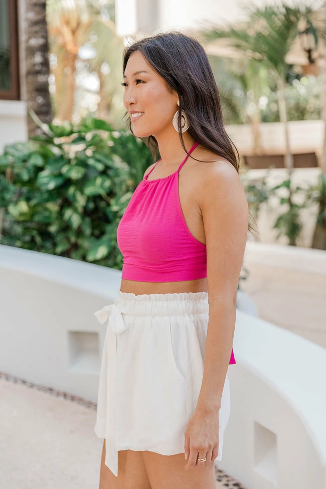 Deals 👏 Pink Lily Maybe You're Right Hot Pink Cropped Halter Blouse FINAL SALE ✔️ - Image 7