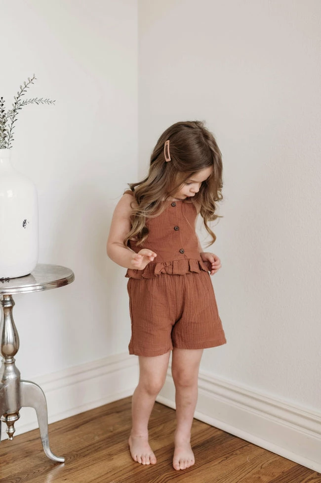 New π Pink Lily Happy Sight Brown π§ Girls Button Two Piece Set FINAL SALE β€οΈ - Image 2