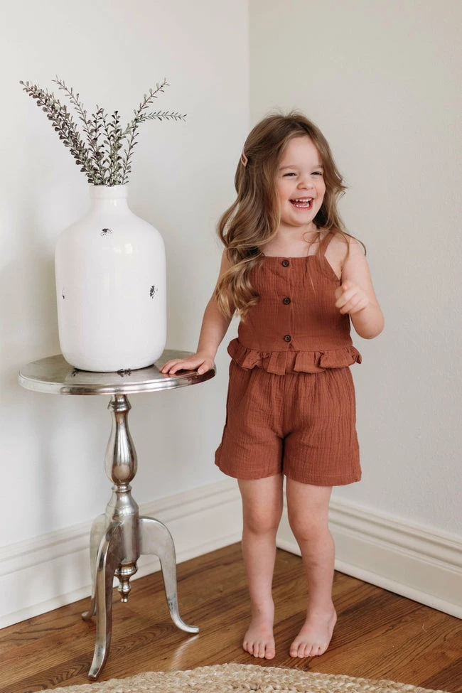 New π Pink Lily Happy Sight Brown π§ Girls Button Two Piece Set FINAL SALE β€οΈ
