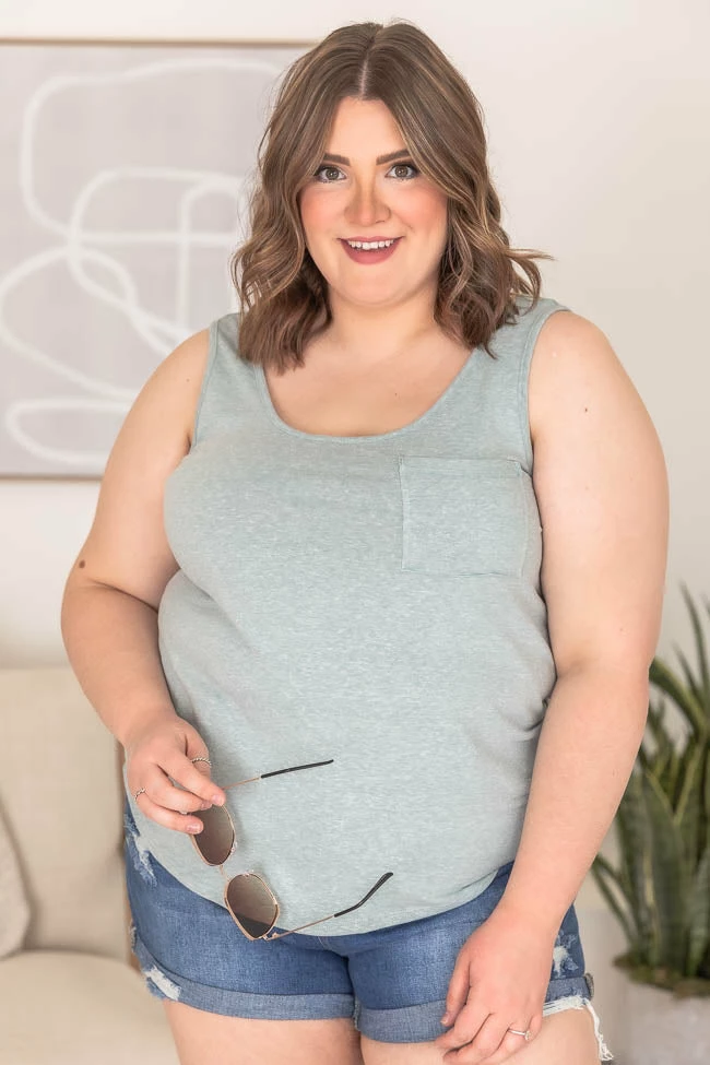 Best Sale 😉 Pink Lily Familiar Reason Sage Heather Tank FINAL SALE ⌛ - Image 14