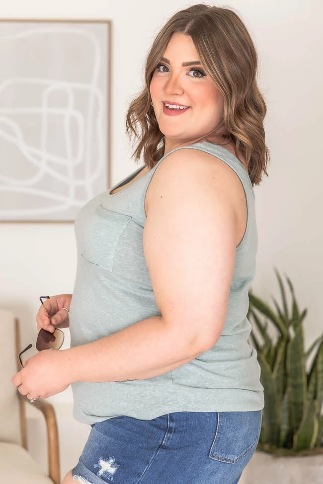 Best Sale 😉 Pink Lily Familiar Reason Sage Heather Tank FINAL SALE ⌛ - Image 15