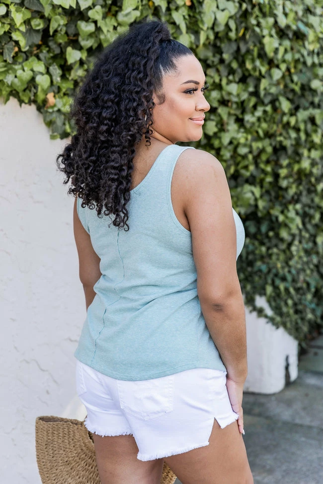 Best Sale 😉 Pink Lily Familiar Reason Sage Heather Tank FINAL SALE ⌛ - Image 12