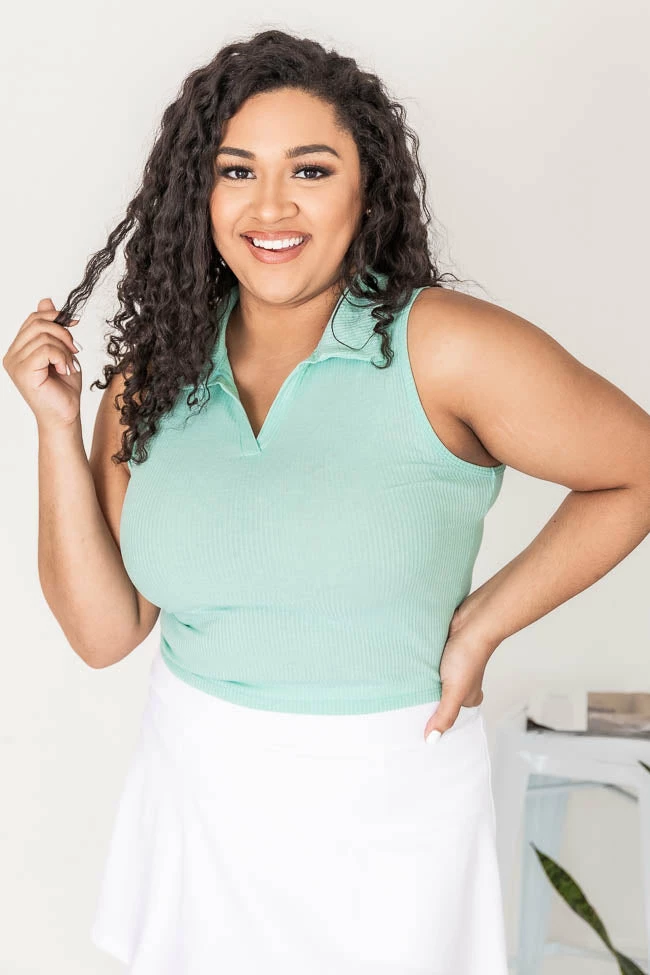 Cheap 👏 Pink Lily One Day At A Time Mint Collared Tank FINAL SALE 💯 - Image 13