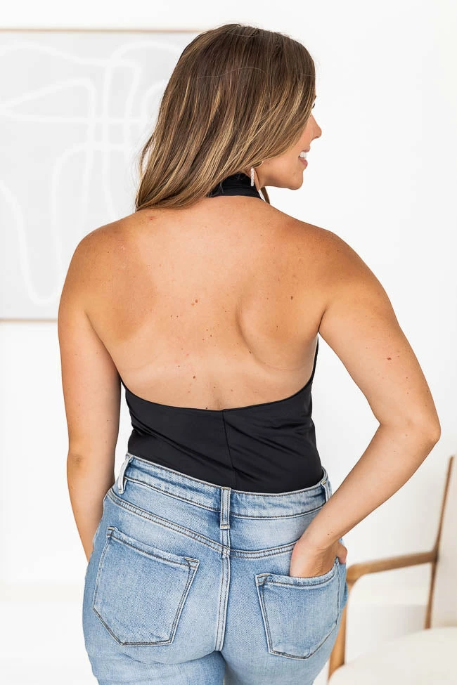 Cheapest 😉 Pink Lily Spice Up Your Life Cross Front Halter Black Bodysuit FINAL SALE 🤩 - Image 9