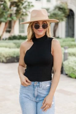 Cheap ✨ Pink Lily Worthwhile Time Black Cut Out Turtleneck Sweater Tank ⌛