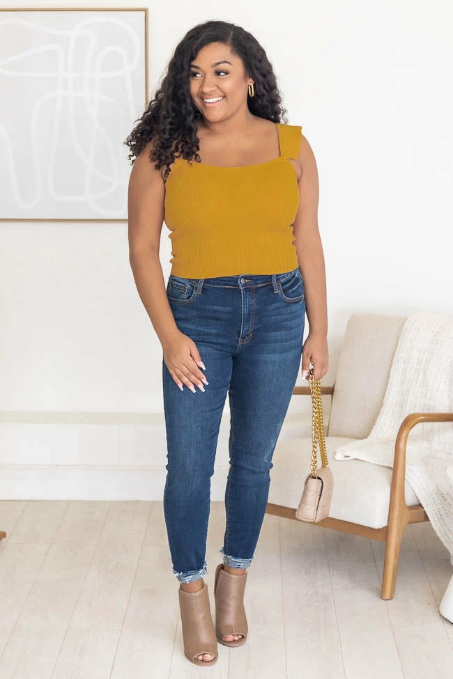 Budget 𧨠Pink Lily Crush On Colorful Mustard Ruffle Sleeve Sweater Tank FINAL SALE 𧨠- Image 8