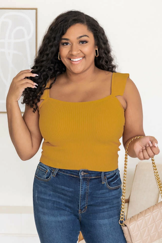 Budget 𧨠Pink Lily Crush On Colorful Mustard Ruffle Sleeve Sweater Tank FINAL SALE 𧨠- Image 9