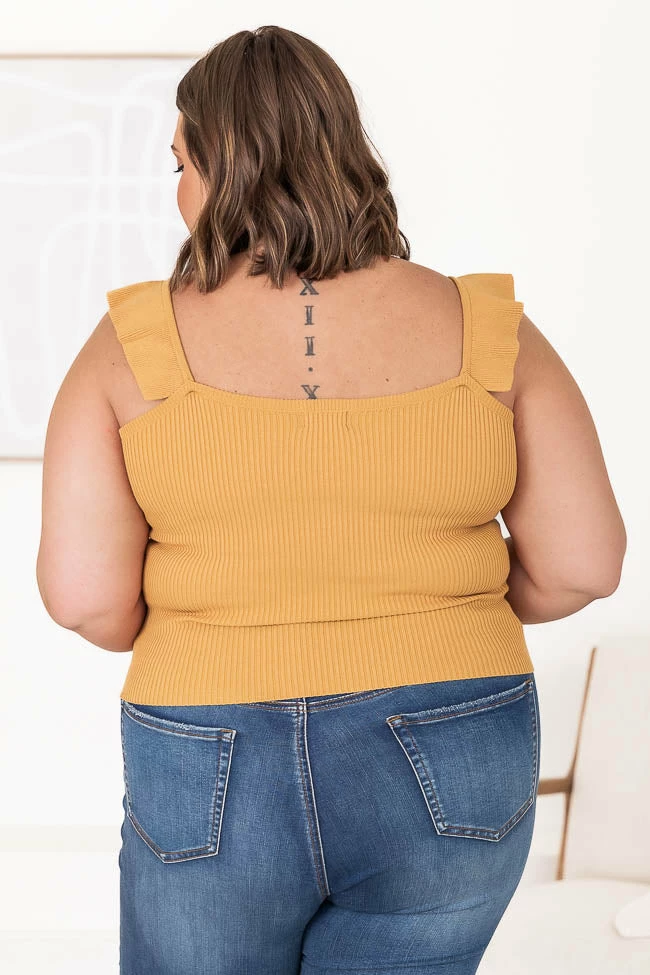 Budget 𧨠Pink Lily Crush On Colorful Mustard Ruffle Sleeve Sweater Tank FINAL SALE 𧨠- Image 15