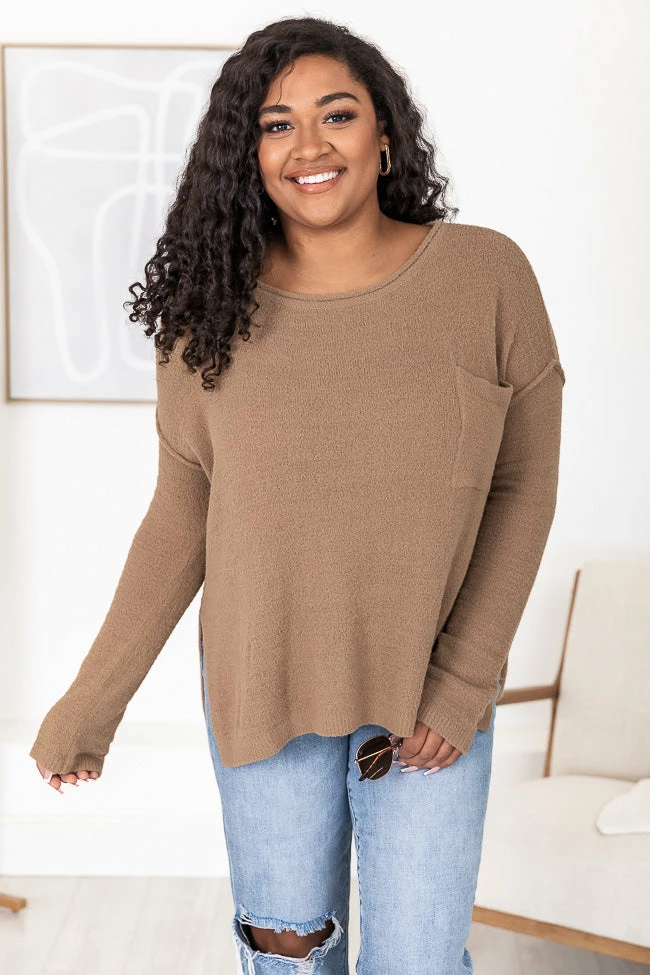 Best Pirce 🛒 Pink Lily All I Know So Far Tan Pocketed Fuzzy Sweater ⌛ - Image 11