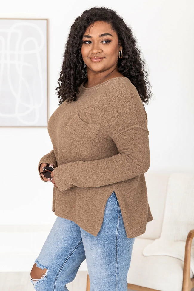 Best Pirce 🛒 Pink Lily All I Know So Far Tan Pocketed Fuzzy Sweater ⌛ - Image 12