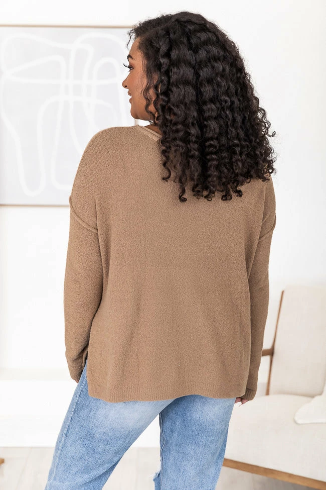 Best Pirce 🛒 Pink Lily All I Know So Far Tan Pocketed Fuzzy Sweater ⌛ - Image 13