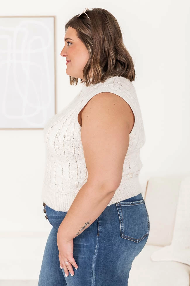 Discount 👍 Pink Lily Refreshing Feelings Beige Cable Knit Sweater Tank 😍 - Image 12