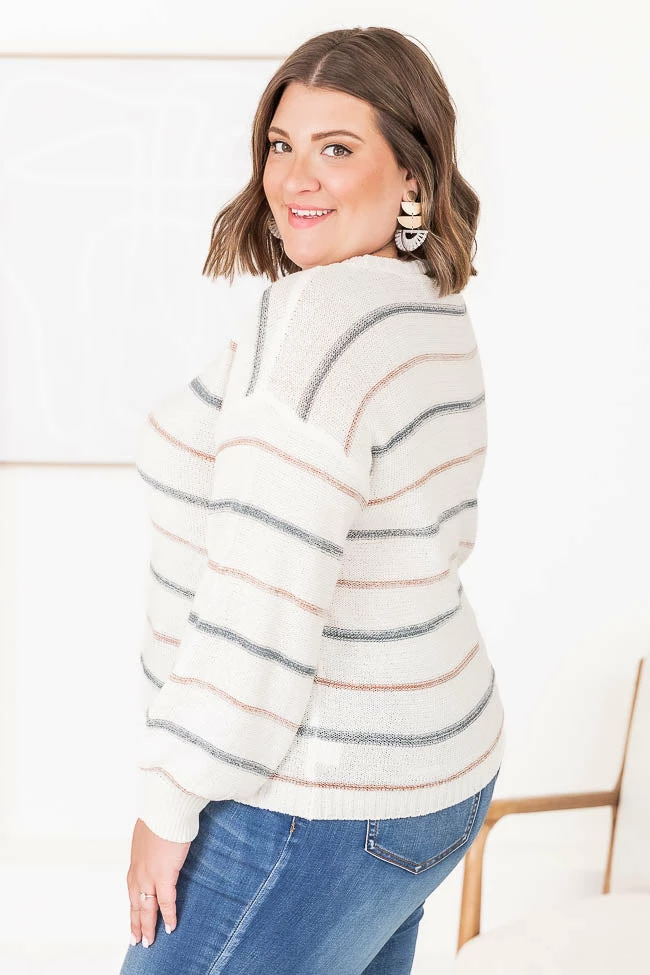 New ๐ Pink Lily Thinking About You Multicolored Striped Crew Neck Sweater ๐ - Image 18