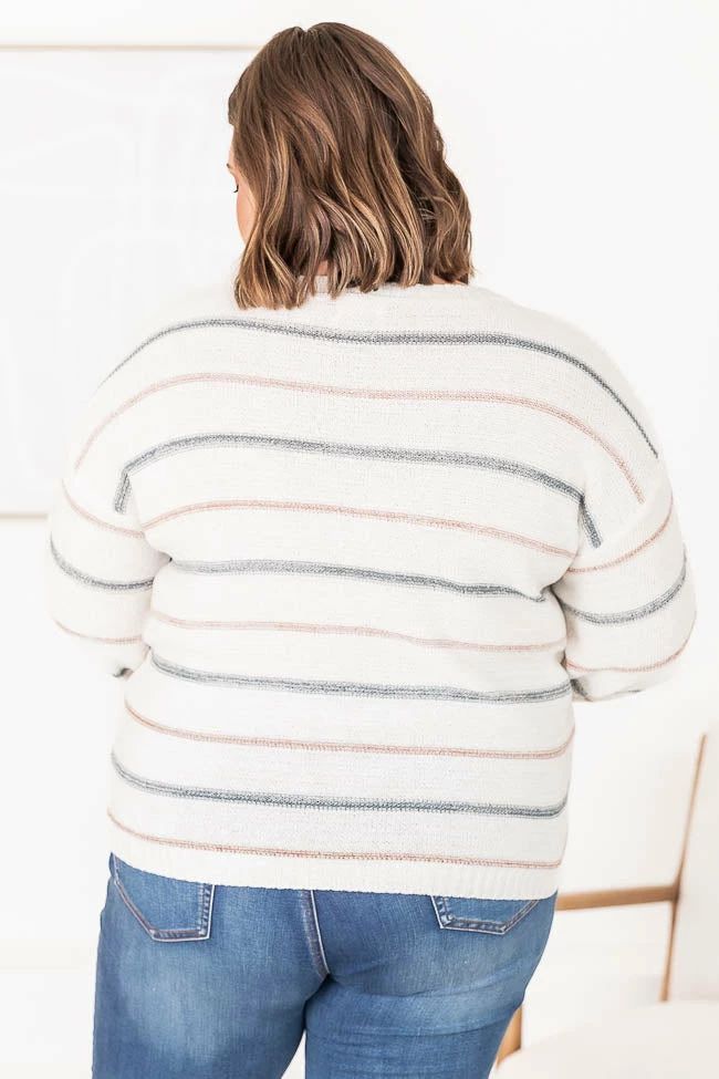 New ๐ Pink Lily Thinking About You Multicolored Striped Crew Neck Sweater ๐ - Image 16