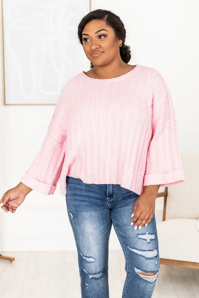 Best Sale 😉 Pink Lily Let's Be Friends Pink Textured Sweater 🔔 - Image 11